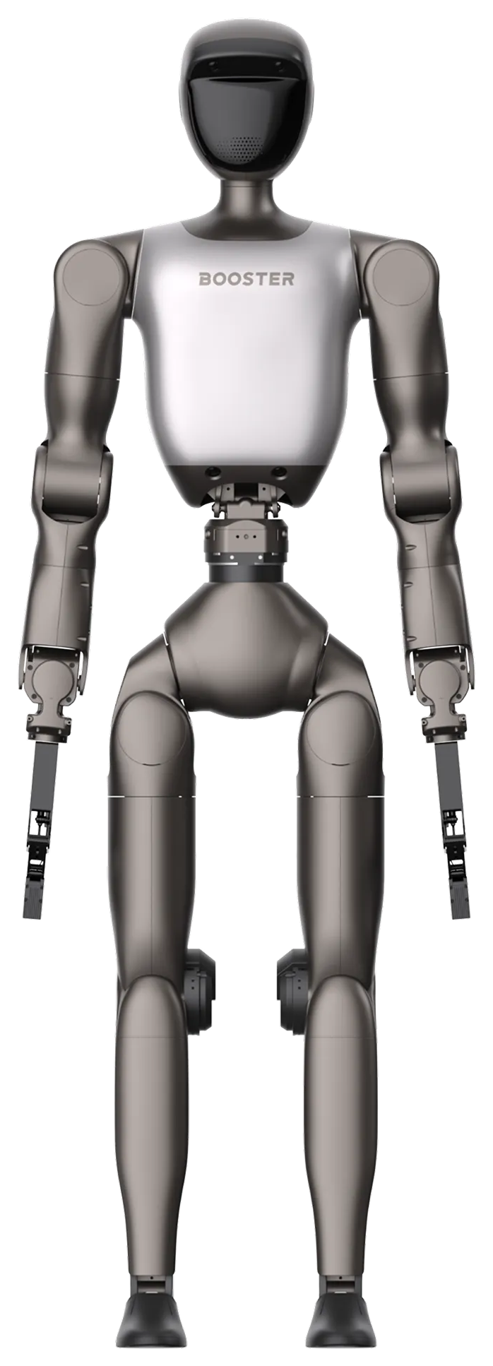 Booster T2 Pro 그리퍼형 제품 사진. 양손 자리에 집게 모양 그리퍼가 달려 있습니다
