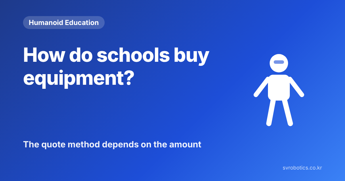 "How do schools buy equipment?" The quotation method changes with the amount. Humanoid education thumbnail with the question and a diagram.