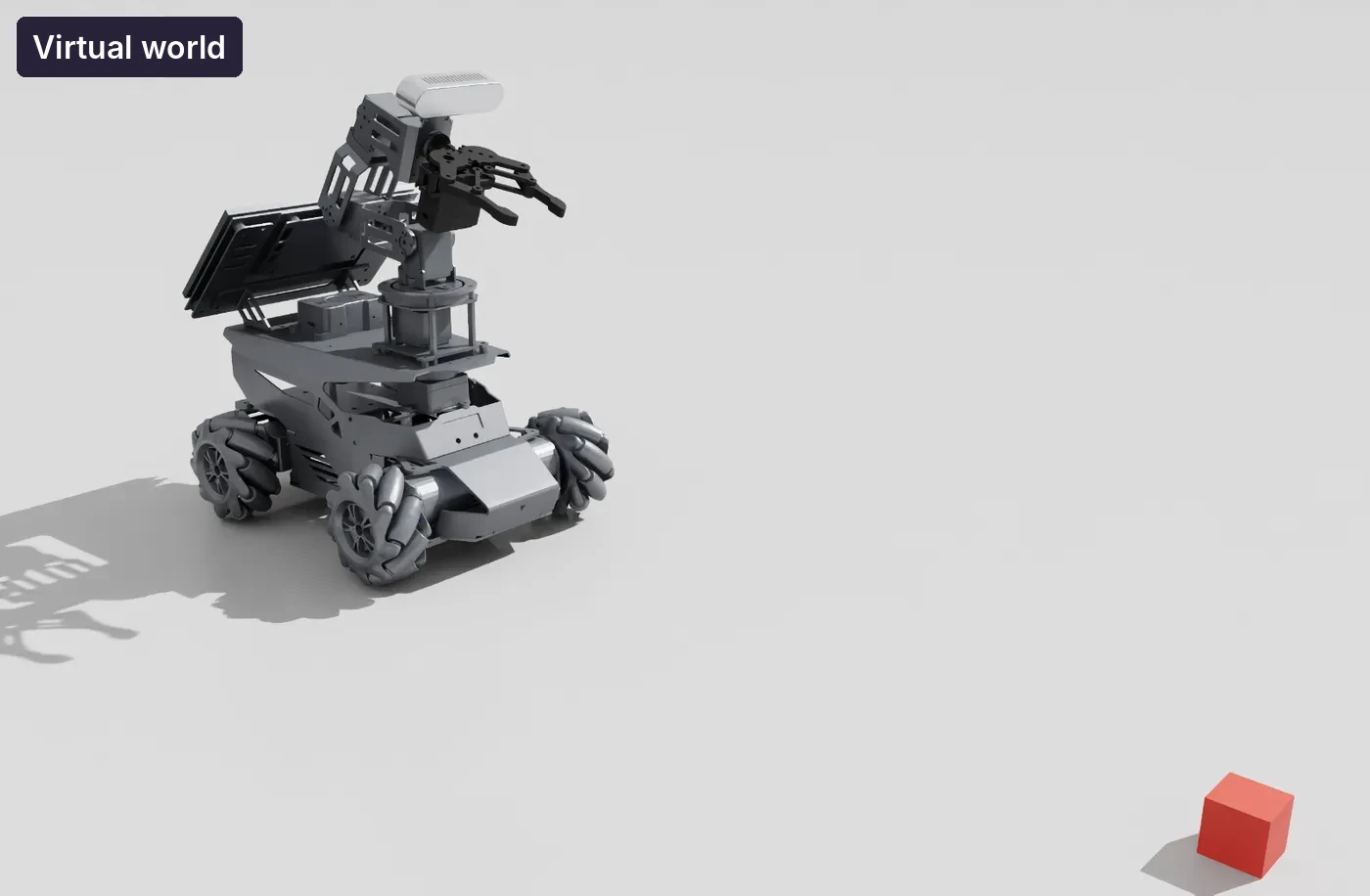 One AMR Robot Arm and blocks in the virtual world