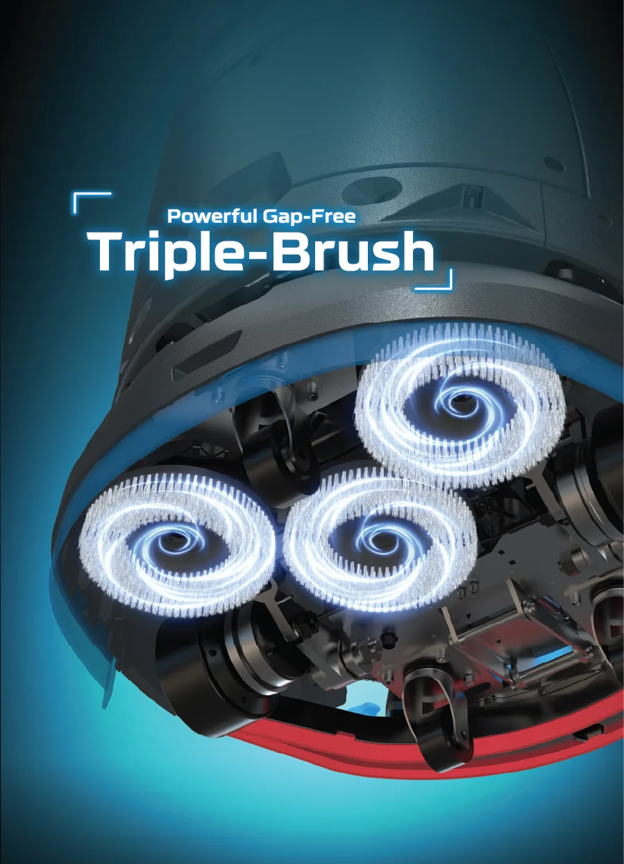 LionsBot R5 Gap-Free Tri-Brush 청소 장치